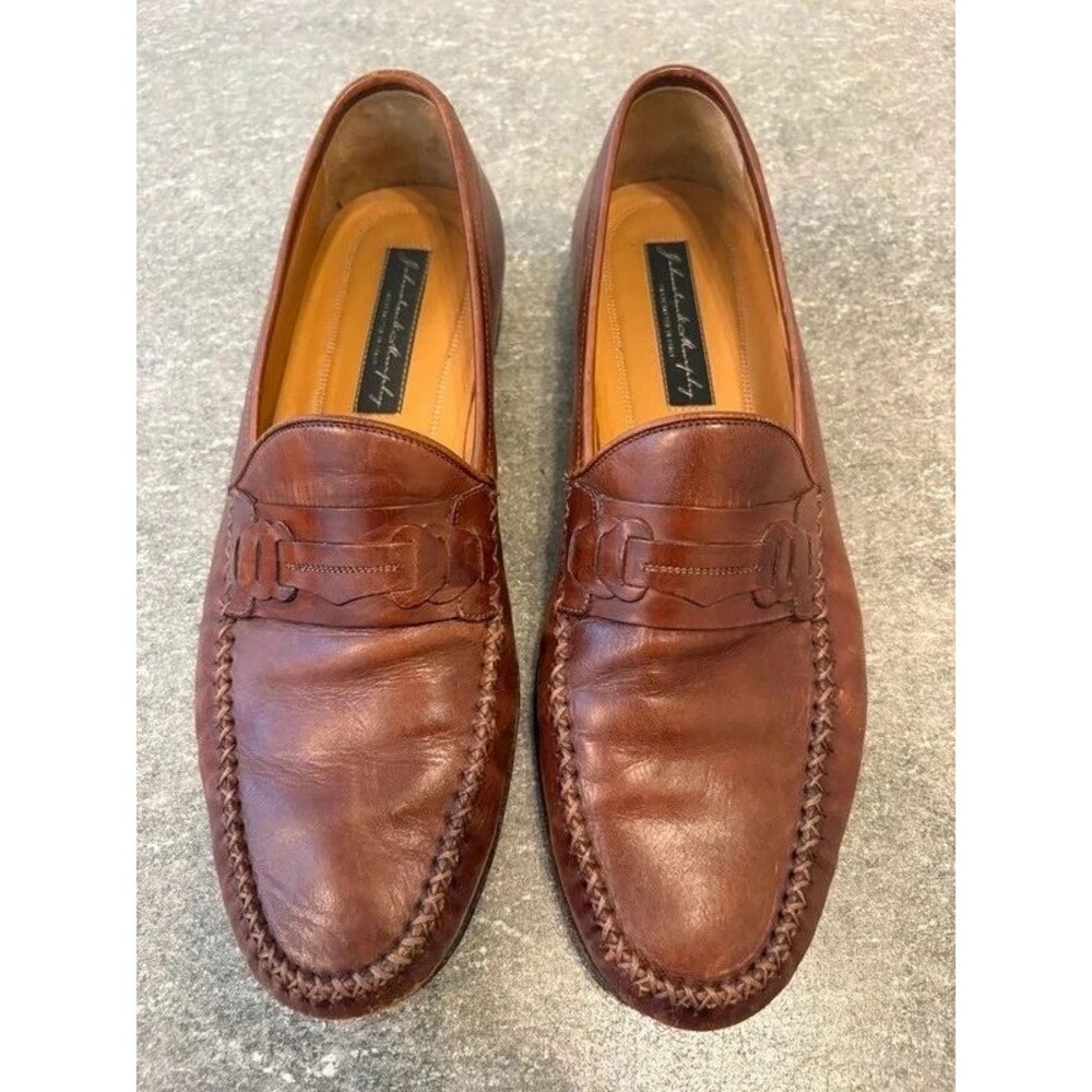 Vintage Italian Leather Penny Loafers / Cognac Brown - Men 10